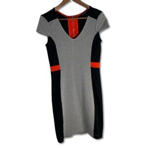 French Connection Manhattan Cap Sleeve Block Bodycon Knee Length Dress